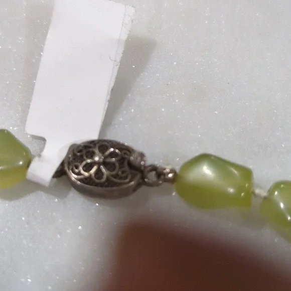 Chalcedony Green Gemstone Necklace Sterling Silver